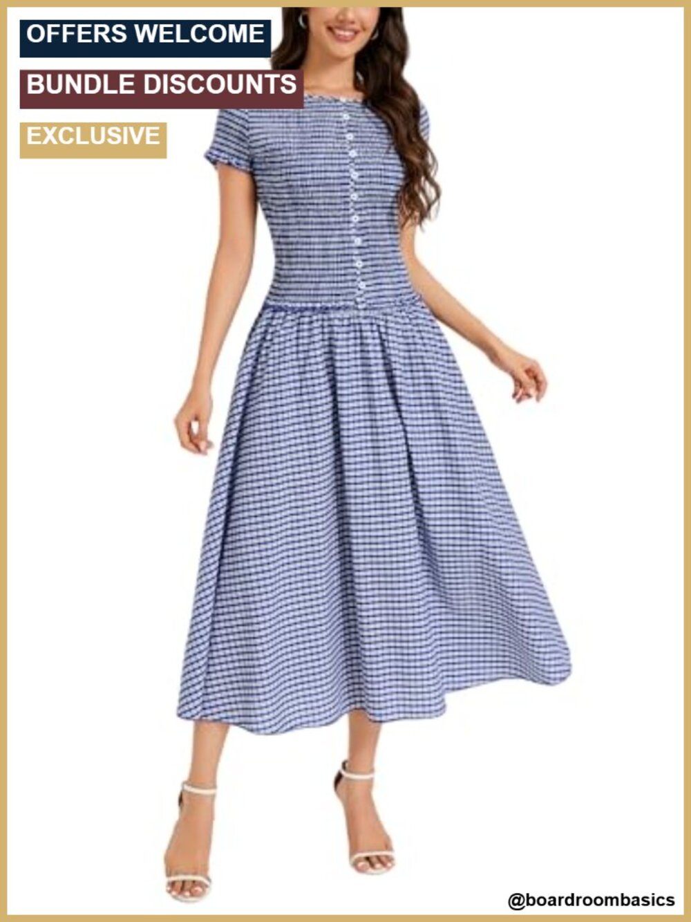 Women's 2 Piece Gingham Skirt Set Top Square Neck Cotton Matching Outfit